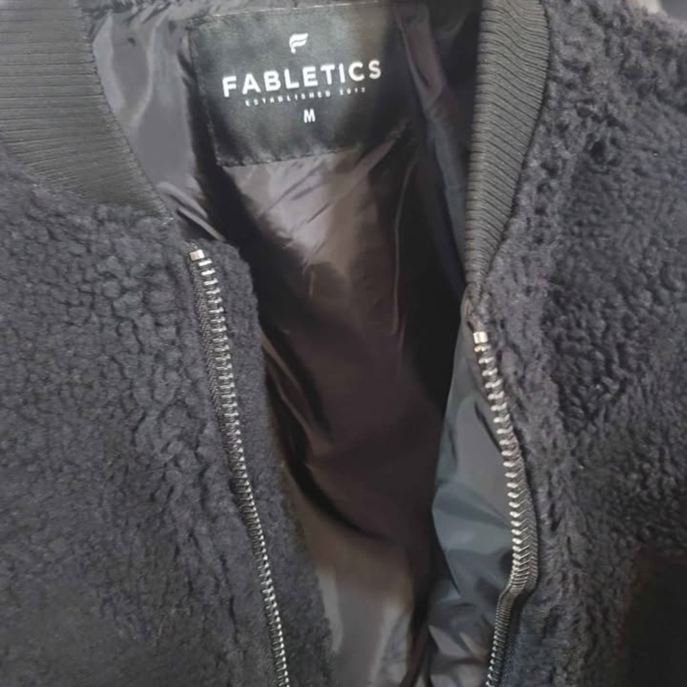 Fabletics Black Teddy Bomber Jacket
